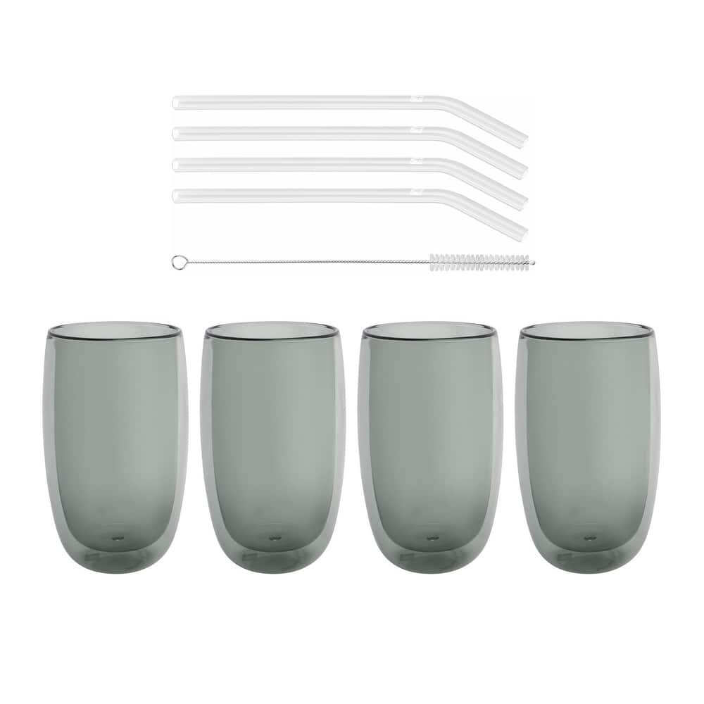 ZWILLING Sorrento 8-pc Double-Wall Latte Glass & Straw Set - Clear