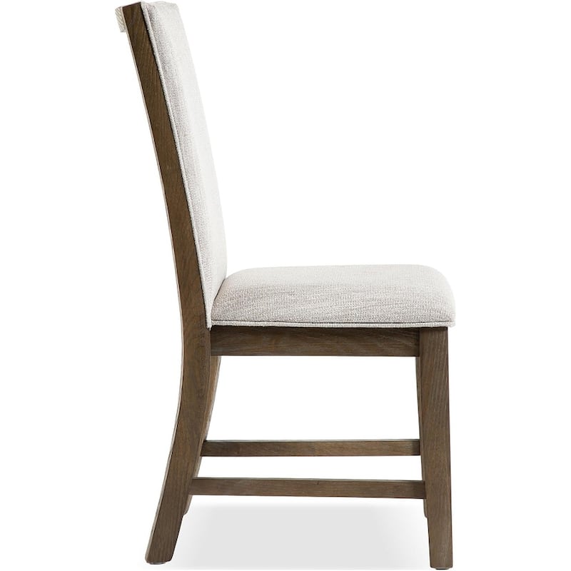Farmhouse Style Oak Finish Upholstered Side Chairs
