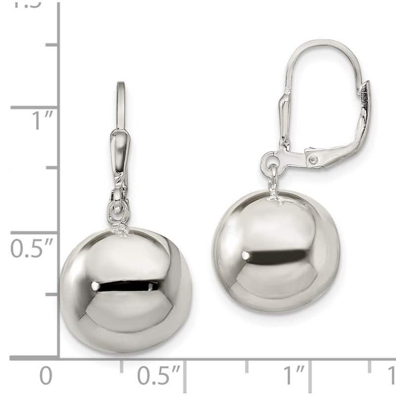 Curata 925 Sterling Silver 31x14mm Polished Ball Dangle Leverback Earrings