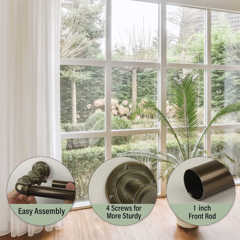 InStyleDesign Industrial Steel Pipe 1-inch Double Adjustable Curtain Rod