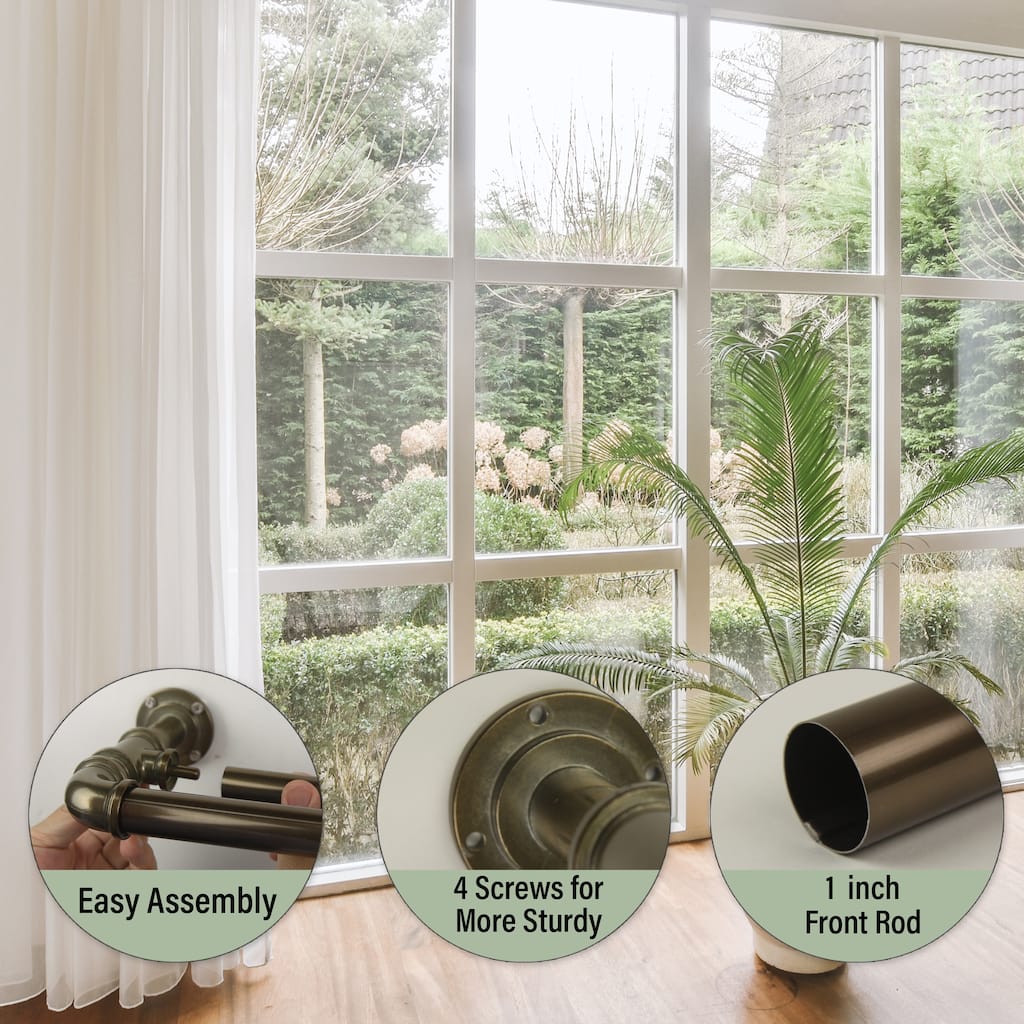 InStyleDesign Industrial Steel Pipe 1-inch Double Adjustable Curtain Rod