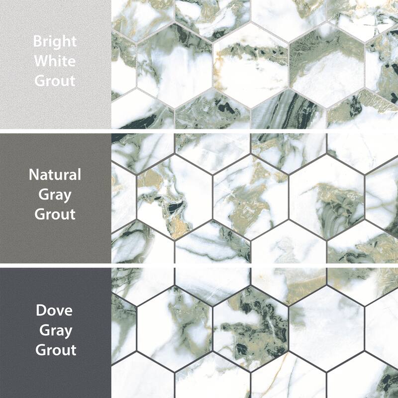 Merola Tile Touche 4" Hex Jade 11-3/4" x 13-5/8" Porcelain Mosaic Floor and Wall Tile - (1 Tile)