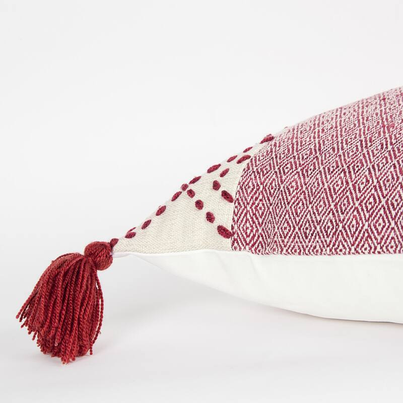 Color Block Poly Woven Pillow Cover