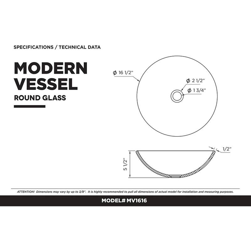 Fine Fixtures Modern glass Vessel Round 16 X 16