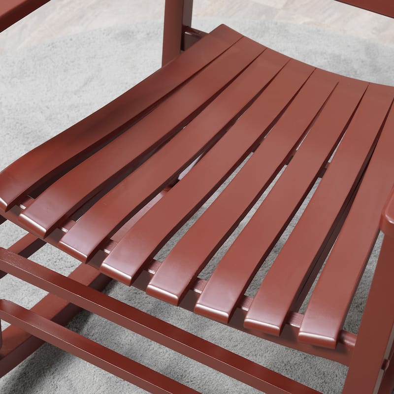 Outsunny Wood Rocking Chair Rocker with Slatted Back, Natural
