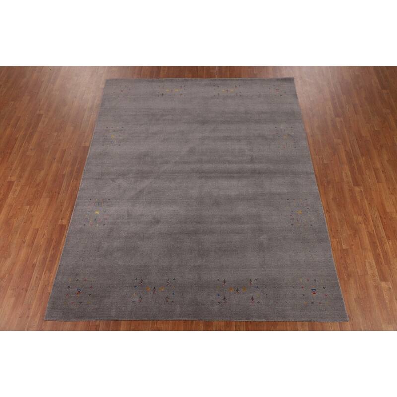 Tribal Gabbeh Indian Area Rug Handmade Wool Carpet - 8'0"x 9'11"