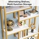 preview thumbnail 13 of 18, 6-Tier Etagere Bookcase, Modern Industrial Staggered Bookshelf