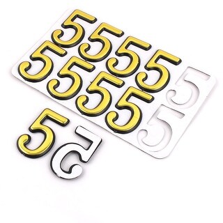 Room Door 5 Shaped Plate Number Wall Label Sign Black Gold Tone 10 Pcs ...