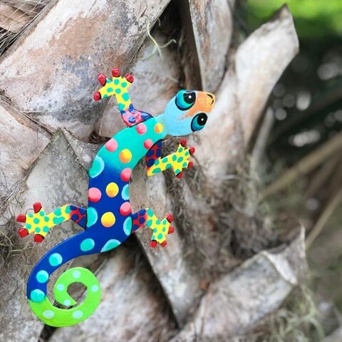 Handmade Recycled Metal Gecko Wall Art (Haiti)