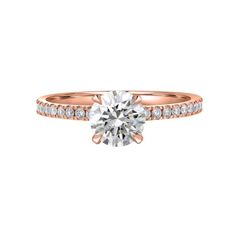 Auriya Lab Grown 1 1/3 ct Round-cut Hidden Halo Diamond Engagement Ring in 14k Gold Certified (H-I, VS1-VS2) - Rose - 9.5