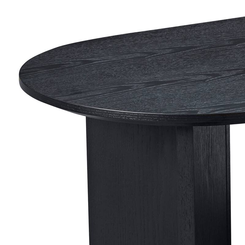 Length 39.37 Inch Modern Coffee Table,MDF Oval Coffee Table for Living Room,Small Coffee Table with Sturdy Pedestal
