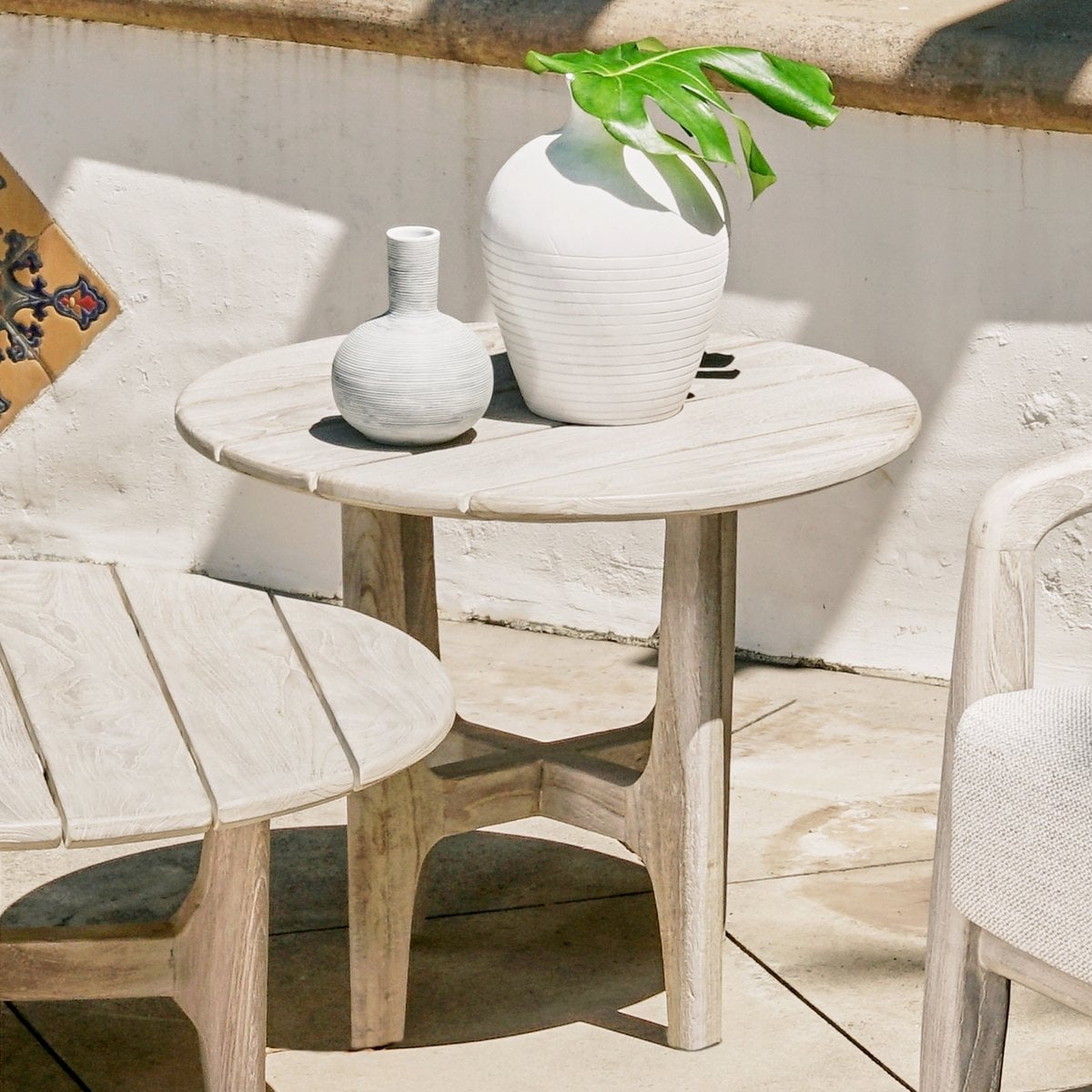 Dawn 23.5" Teak Outdoor Round Side Table by Kosas Home