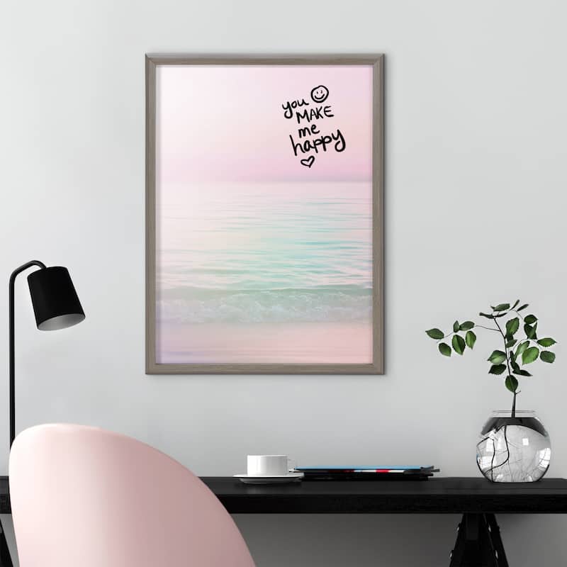 Kate and Laurel Blake Dreamy Pastel Seascape Framed Printed Glass by Dominique Vari - 18x24