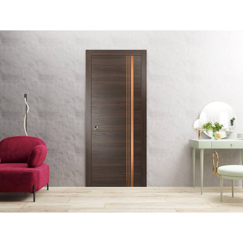 Slab Barn Door Panel 18x80 Planum 1010 Chocolate Ash with Sturdy Finished
