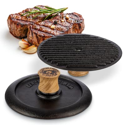 Classic Cuisine 7.25” Heavy-Duty Cast Iron Grill Press and Steak Weight