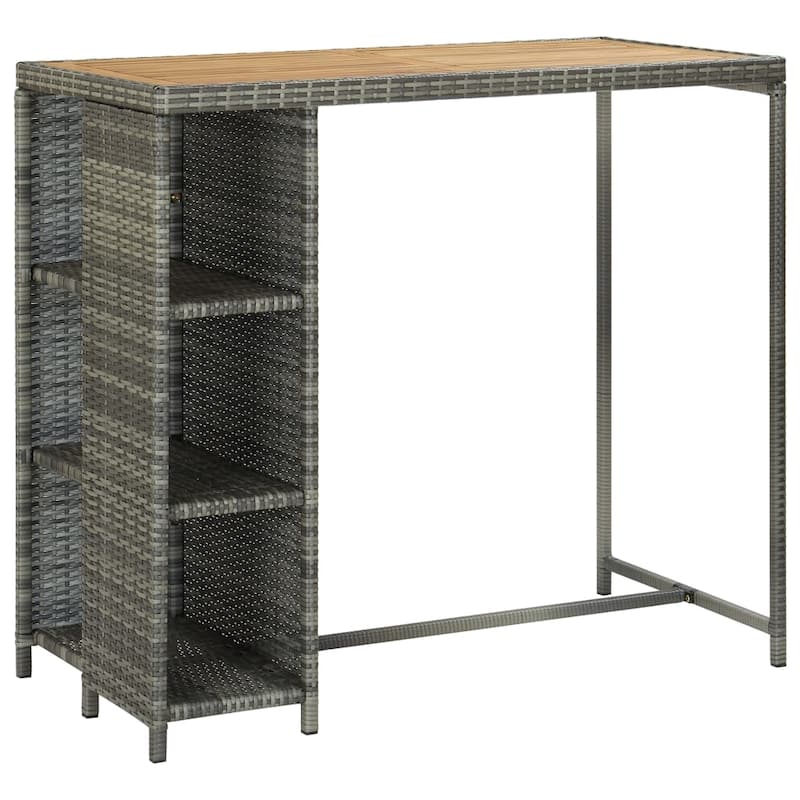 vidaXL Bar Table with Storage Rack Gray 47.2"x23.6"x43.3" Poly Rattan