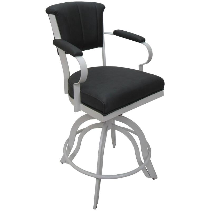 Miami Counter 26" or Bar 30" Metal Bar Stool on A Base - Grey Vinyl - White - Bar Height