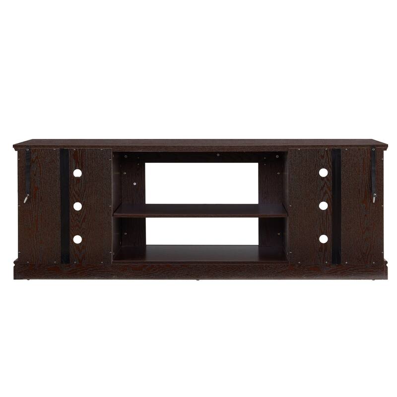 Large Faux Stacked Stone TV Stnad, Desk Storage Rack, Media Console Table with Large Storage Cabinet