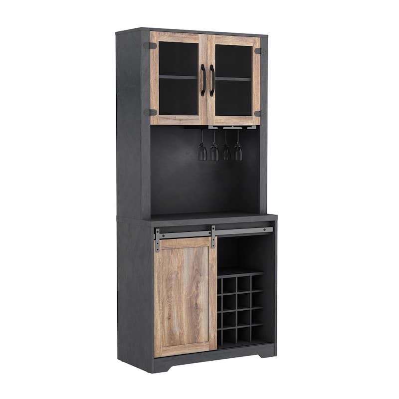 Wooden Farmhouse Cabinet with Sliding Barn Door