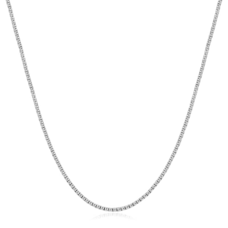 5Ct Natural Diamond Tennis Necklace White Gold 16"