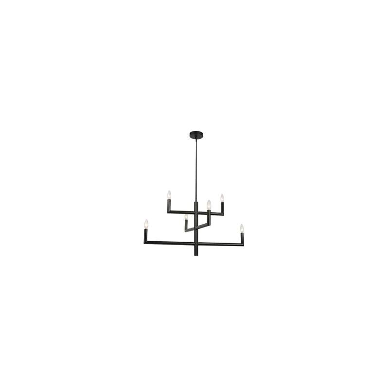 6 Light Chandelier - Chrome Finish, Clear Glass Shades - Elegant Ceiling Light Fixture - 31.5