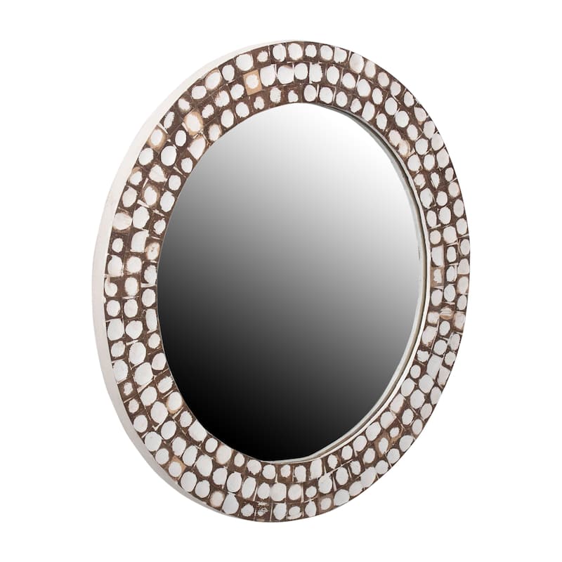 Mila Coconut Shell Round Wall Mirror by East at Main