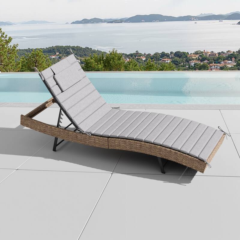 Outdoor Patio Chaise Lounge Cushions Pad with Straps