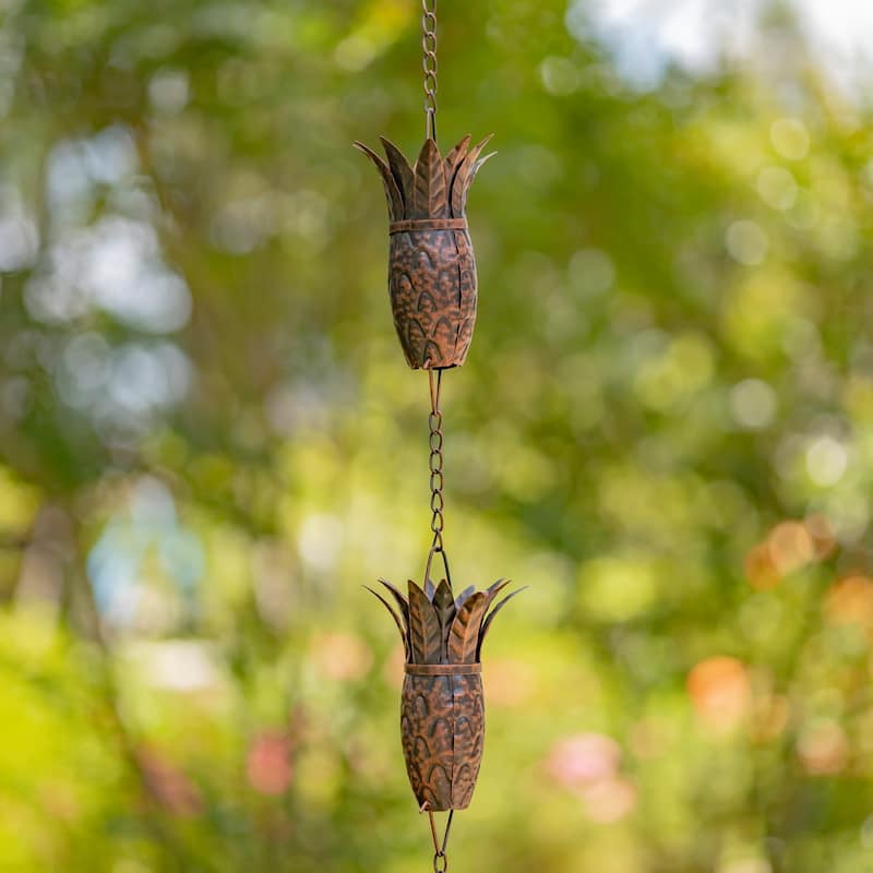 76.5" Long Antique Bronze Rain Chain with Pineapples