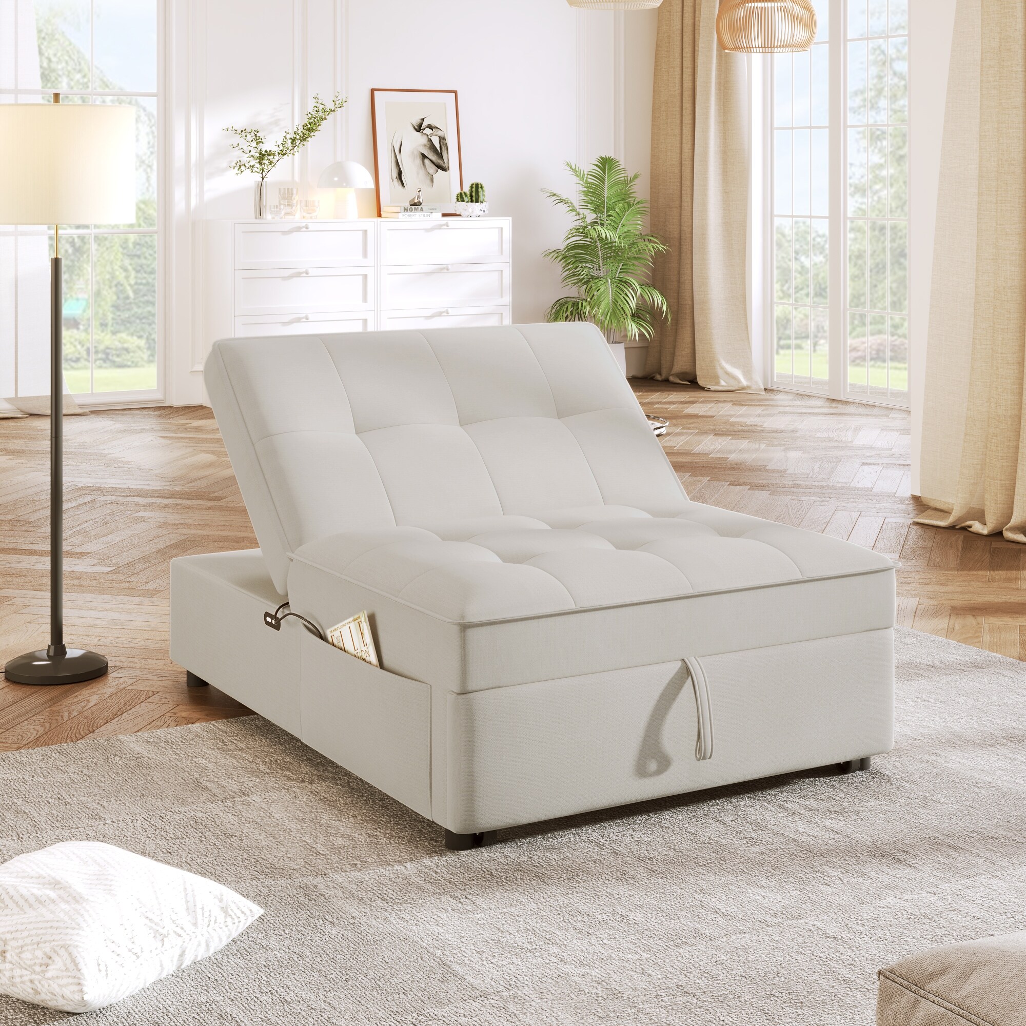 4 in 1 Sofa Chair Bed Folding Sleeper Bed Lounge Chairs w USB