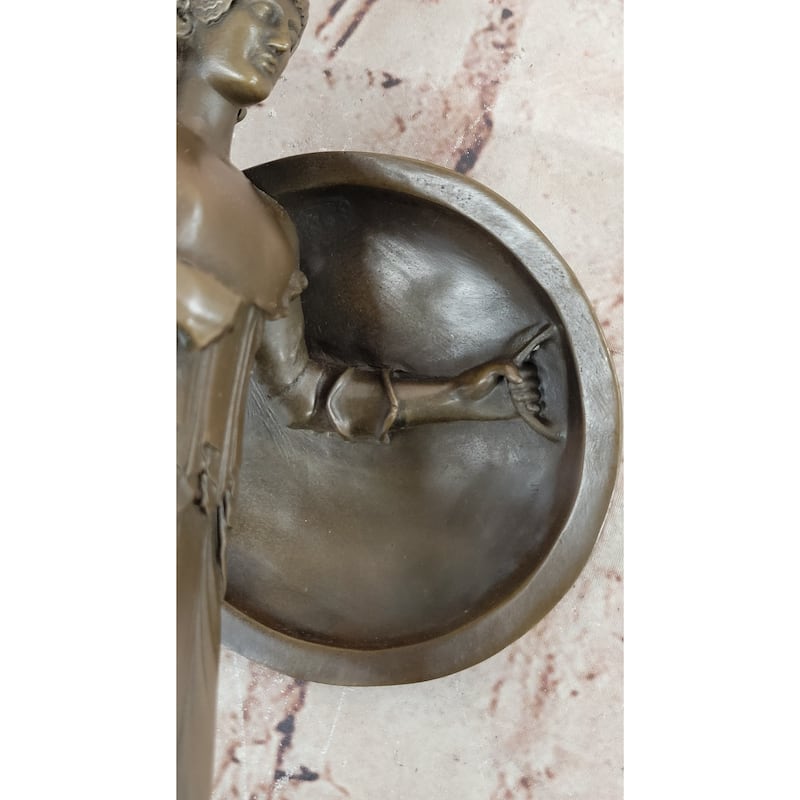 Bronze Sculpture Of Athena With Shield And Helmet By Milo