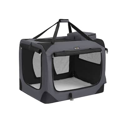 Metal Frame Oxford Fabric Foldable Soft Pet Carrier with Mesh Windows and Side Pockets
