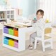 preview thumbnail 2 of 8, Gymax 2-in-1 Kids Wooden Art Table and Art Easel Set w/ Chairs Paper