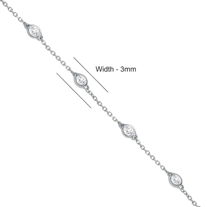 Marquee 1/2 Carat TW Bezel Set Genuine Diamond Station Bracelet in 14K White Gold