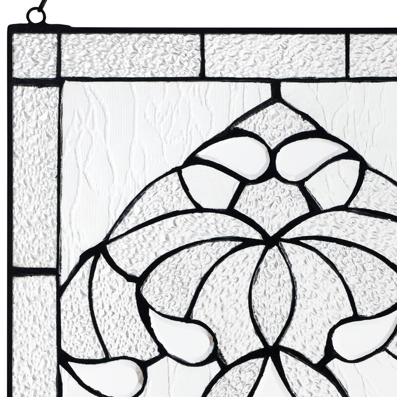 River of Goods 20-Inch Floral Clear Glass Window Panel - 12" x 0.25" x 20"