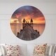 preview thumbnail 1 of 8, Designart 'Glowing Sky and Long Wooden Bridge' Oversized Coastal Wall CLock