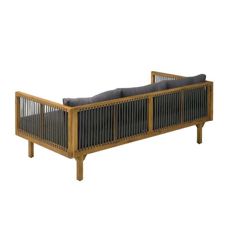 Christopher Knight Home - Outdoor Teak Finish Wood & Rope Woven Sofa Set with Coffee Table