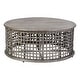 preview thumbnail 2 of 4, Grey Solid Wood Rattan Round Coffee Table by East at Main