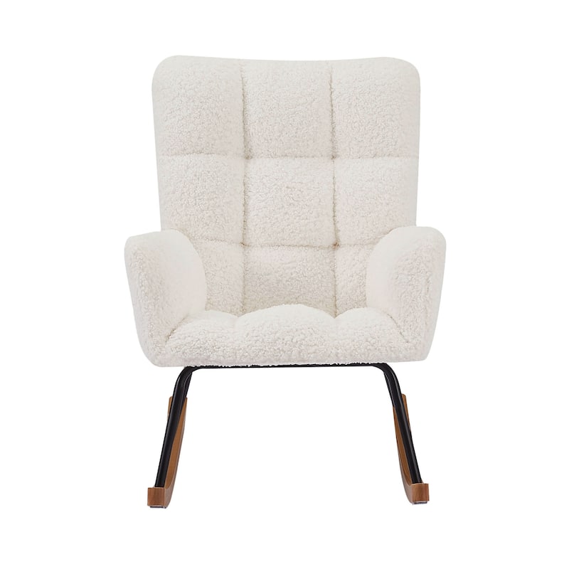Rocking Chair Mid-Century Modern Nursery Rocking Armchair Upholstered Tall Back