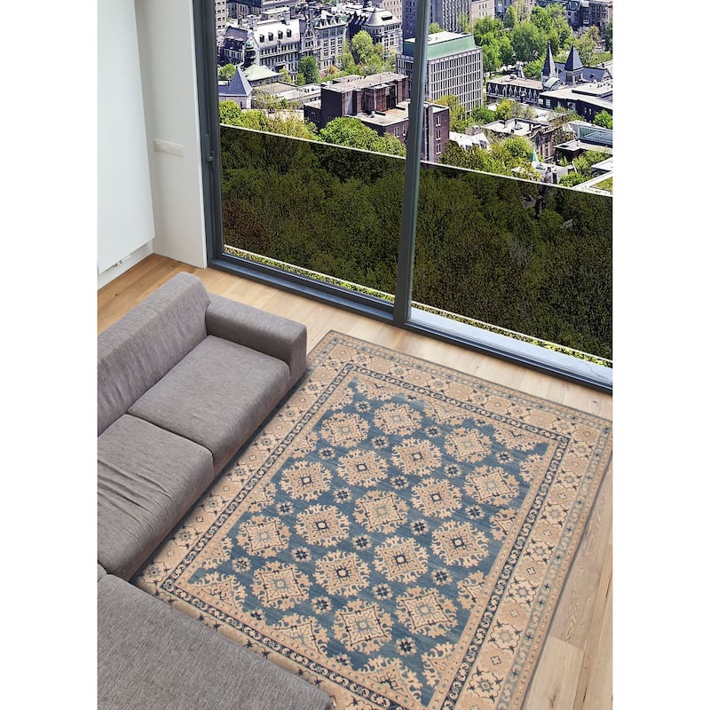 ECARPETGALLERY Hand-knotted Finest Ghazni Blue Wool Rug - 8'0 x 9'8