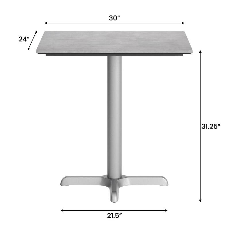 Commercial All-Weather HPL Tabletop with Crisscross Base - 29.75"W x 23.75"D x 31.25"H