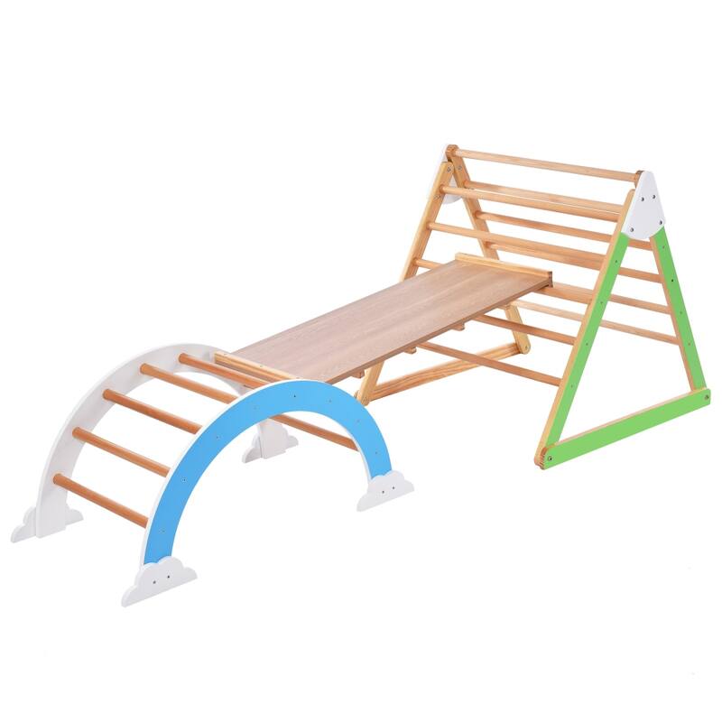 Wooden Climbing Triangle Toys - Indoor Arc Climber Jungle with Ramp - multi - 5-7 Years