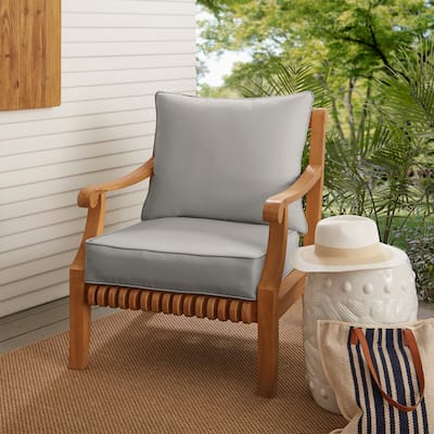 Grey Corded Indoor/ Outdoor Deep Seating Pillow and Cushion Set