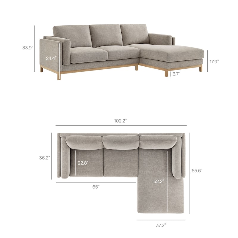 Roscoe Right-Facing Upholstered Sectional Sofa with Chaise
