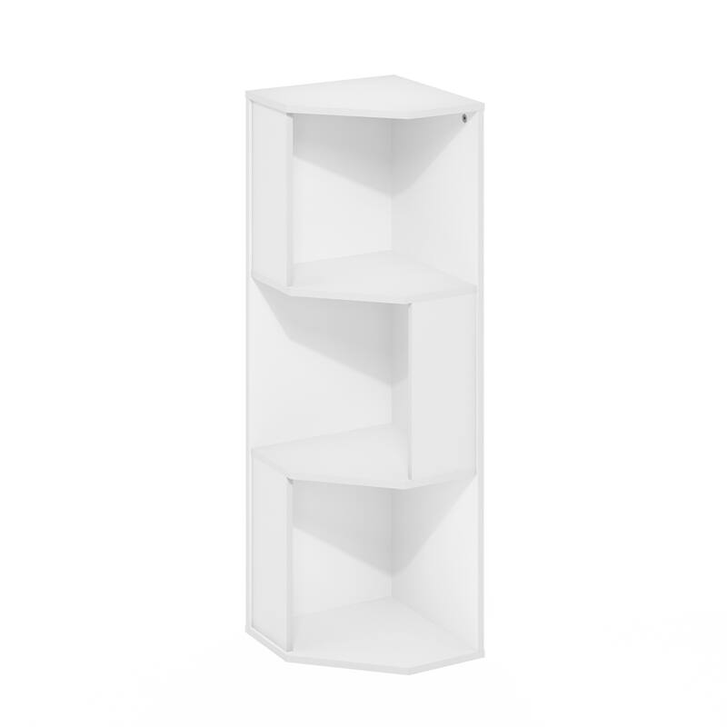 36.6 in. Tall White Wood 3-Shelf Bookcase