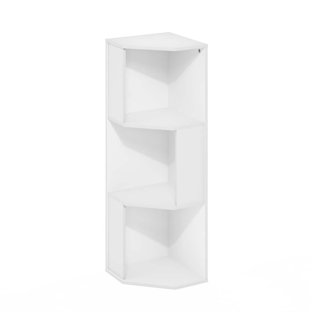 36.6 in. Tall White Wood 3-Shelf Bookcase