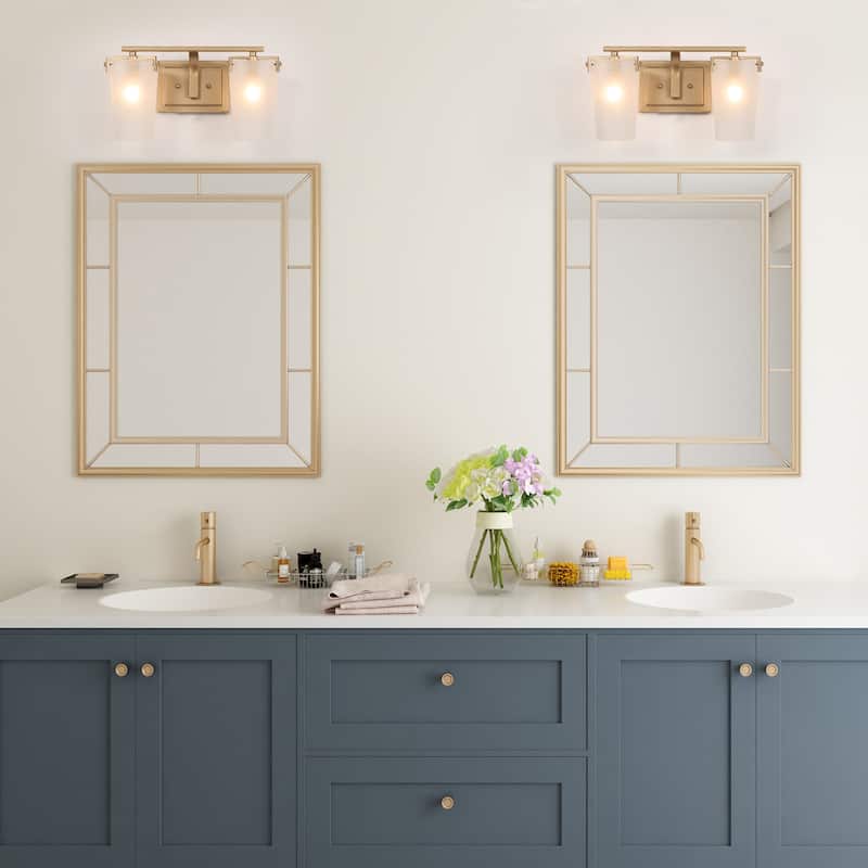 14 Inch 2-Light Dark Gold Curved Arms Wall Sconce Vanity Light for Modern Farmhouse Bathroom Living Room Hallway