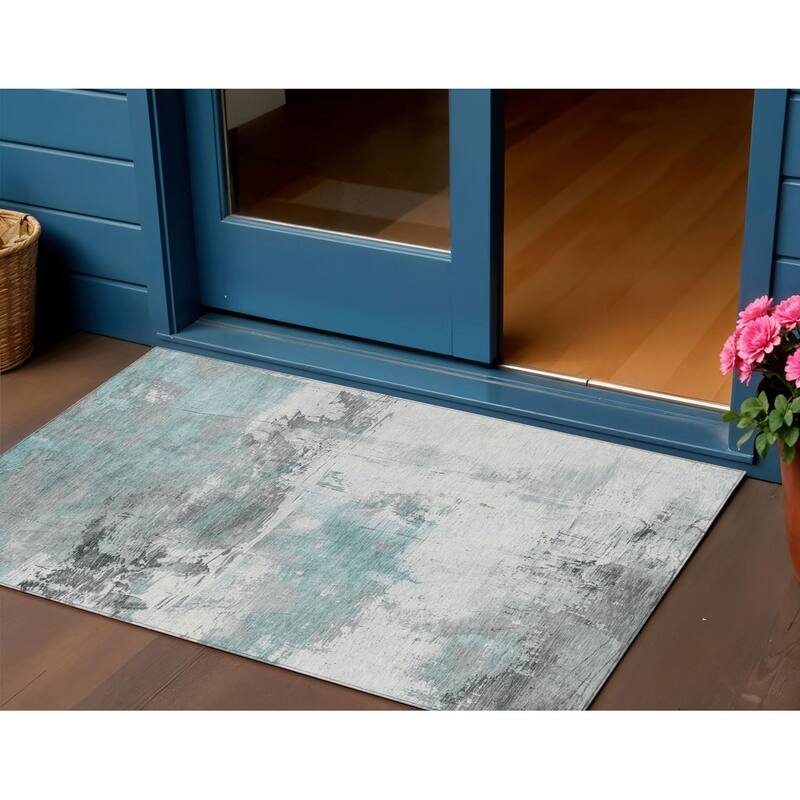 HomeRoots Abstract Transitional Rectangle Outdoor Rug - 3' x 5'