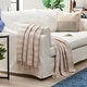 preview thumbnail 14 of 17, Chanasya Solid Plaid Pleated Acrylic Throw Blanket With Tassels 50 x 65 Inches - Taupe