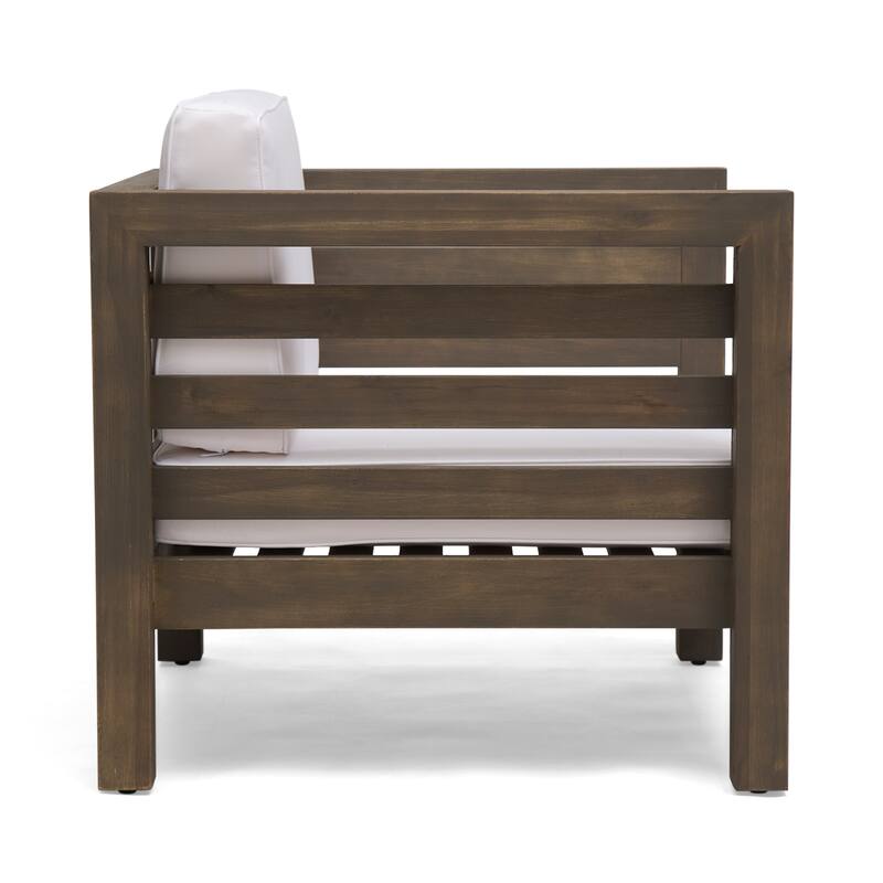 Oana Outdoor Acacia Wood Club Chair with Cushion by Christopher Knight Home