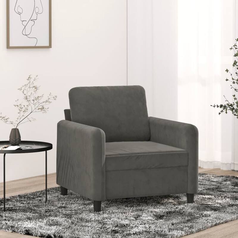 vidaXL Sofa Chair Living Room Accent Upholstered Chair with Armrest Velvet - 30.7" x 30.3" x 31.5" - Dark gray
